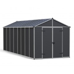 Abri de jardin Canopia Rubicon en polycarbonate ultra résistant 602x237x235 cm gris foncé