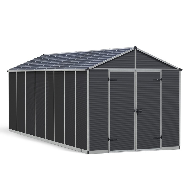 Abri de jardin Canopia Rubicon en polycarbonate ultra résistant 602x237x235 cm gris foncé