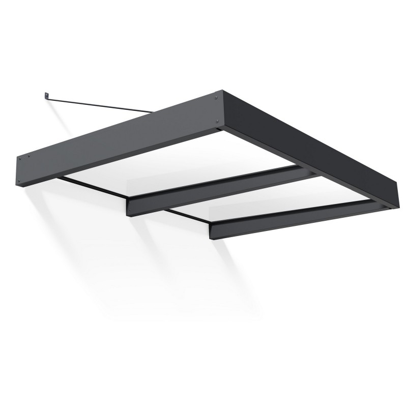 Canopia Sophia XL Auvent de porte 190x140 cm - cadre gris, panneaux blanc opale
