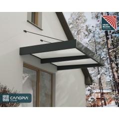 Canopia Sophia XL Auvent de porte 190x140 cm - cadre gris, panneaux blanc opale