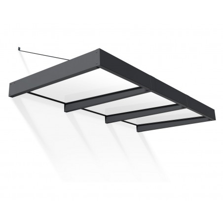 Canopia Sophia XL Auvent de porte 290x140 cm - cadre gris, panneaux blanc opale
