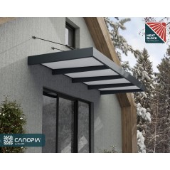Canopia Sophia XL Door Awning 380x140 cm - Grey Frame, Opal White Panels