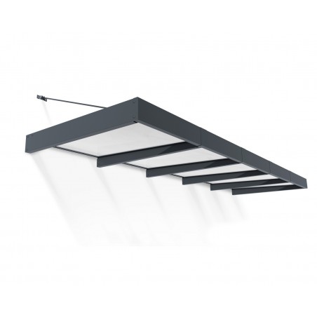 Canopia Sophia XL Auvent de porte 470x140 cm - cadre gris, panneaux blanc opale