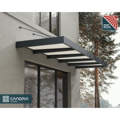 Canopia Sophia XL Auvent de porte 470x140 cm - cadre gris, panneaux blanc opale