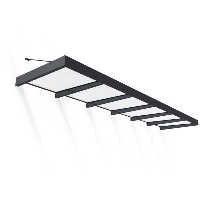 Canopia Sophia XL Auvent de porte 570x140 cm - cadre gris, panneaux blanc opale