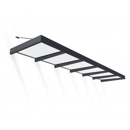 Canopia Sophia XL Auvent de porte 570x140 cm - cadre gris, panneaux blanc opale