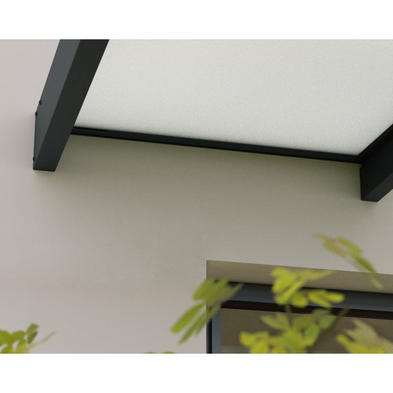 Canopia Sophia XL Auvent de porte 570x140 cm - cadre gris, panneaux blanc opale
