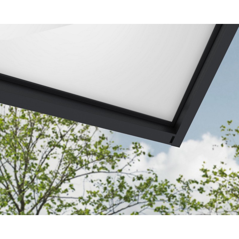 Canopia Sophia XL Auvent de porte 570x140 cm - cadre gris, panneaux blanc opale