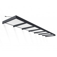 Canopia Sophia XL Auvent de porte 660x140 cm - cadre gris, panneaux blanc opale