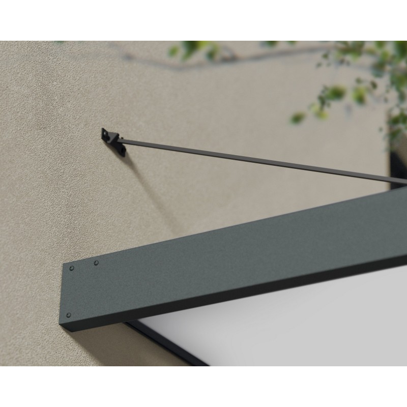 Canopia Sophia XL Auvent de porte 750x140 cm - cadre gris, panneaux blanc opale