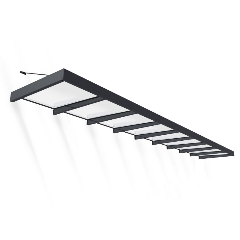 Canopia Sophia XL Auvent de porte 850x140 cm - cadre gris, panneaux blanc opale