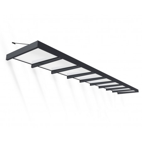 Canopia Sophia XL Auvent de porte 850x140 cm - cadre gris, panneaux blanc opale