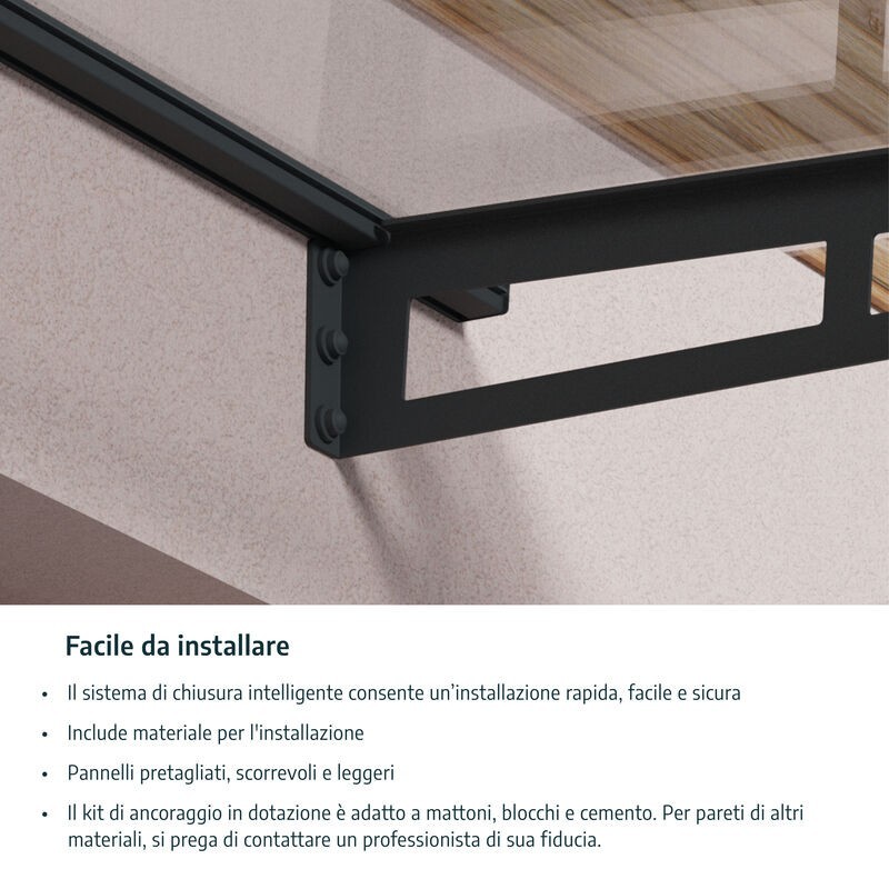 Canopia Sophia XL Door Awning 850x140 cm - Grey Frame, Opal White Panels