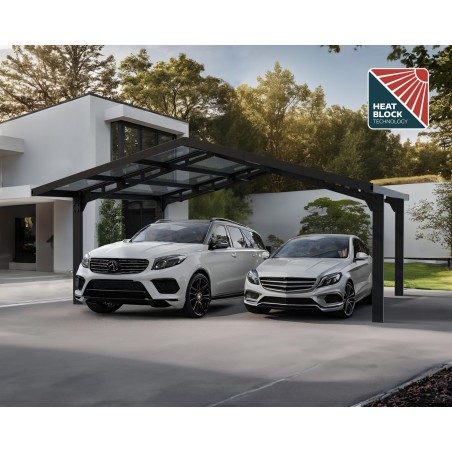 Canopia Sydney Carport doppio con tetto spiovente en aluminium 6x6 m Noir