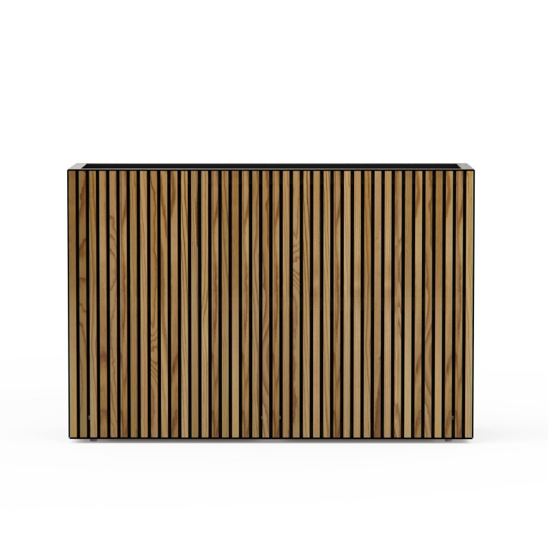 Jardinière haute Herstera DECO PLANTER DIVIDER 40 en Métal Noir et Bois 100x40x80 cm