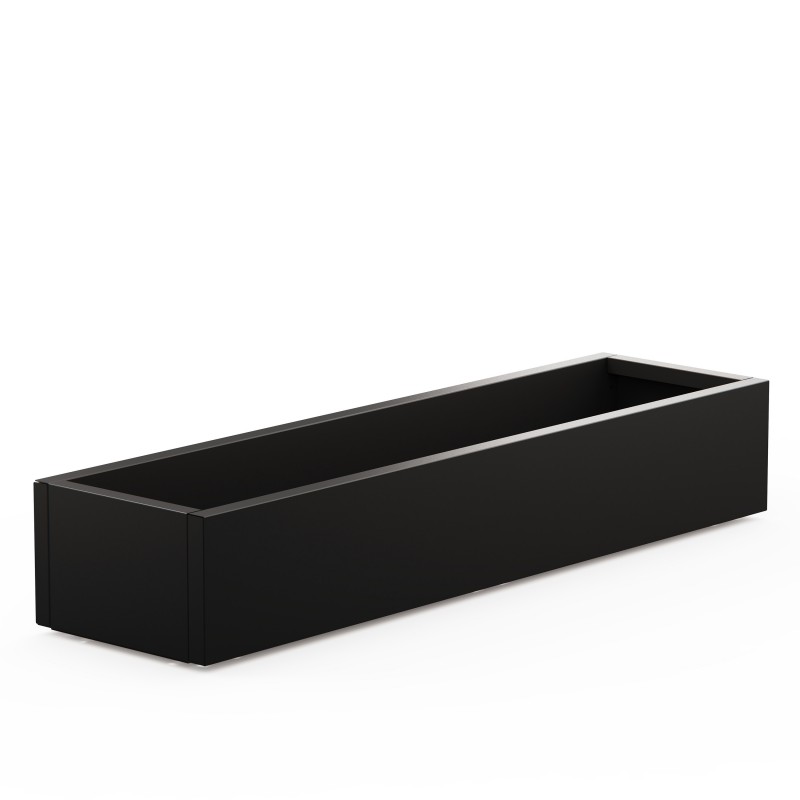 Low Herstera PLANTER WOOD XIC 150 Metal Planter Anthracite 150x40x25 cm