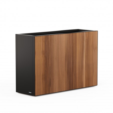 Jardinière haute Herstera DECO PLANTER DIVIDER 40 en métal noir et panneau effet bois 120x40x80 cm