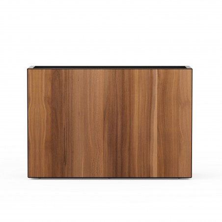 Jardinière haute Herstera DECO PLANTER DIVIDER 25 en métal noir et panneau effet bois 120x25x80 cm