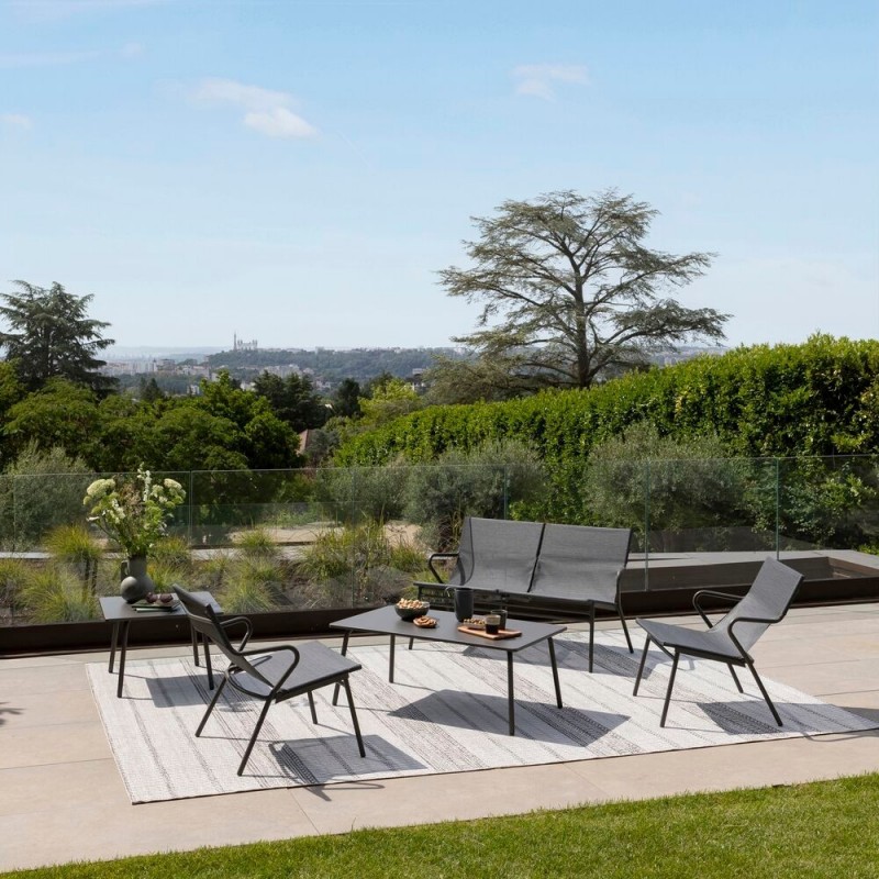 Banquette basse capitonnée VENCE LaFuma LFM5287 Obsidienne/Titane