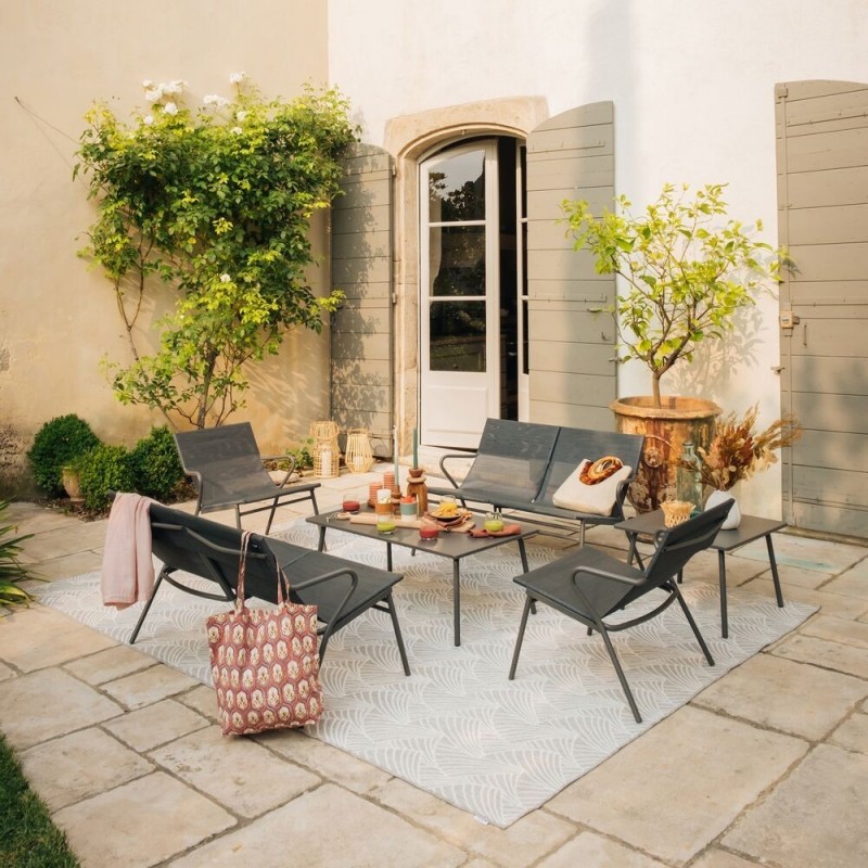 Banquette basse capitonnée VENCE LaFuma LFM5287 Mistral/Titane