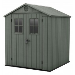 Keter DARWIN Abri de jardin en résine verte 6 x 6 avec fenêtres avant