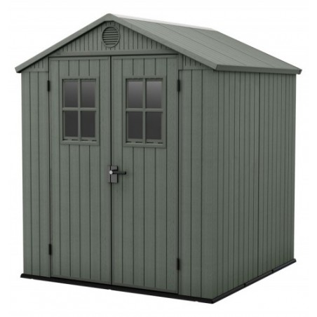 Keter DARWIN Abri de jardin en résine verte 6 x 6 avec fenêtres avant