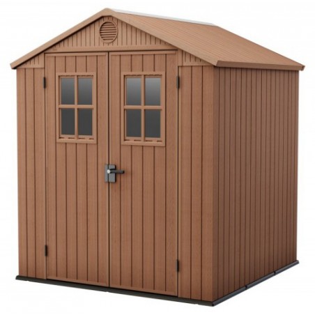 Keter Abri de Jardin en Résine DARWIN 6x6 Wood avec Fenêtres Frontales