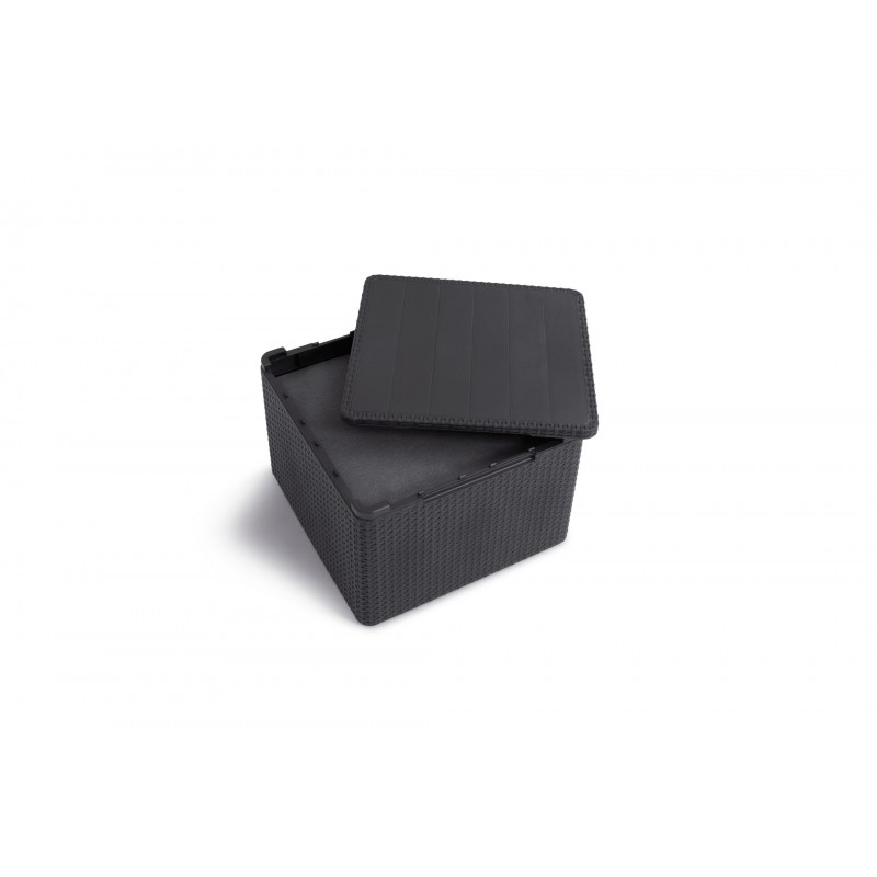 Keter Ensemble 2 Fauteuils + Canapé + Table de Rangement ROSALIE LOUNGE Anthracite