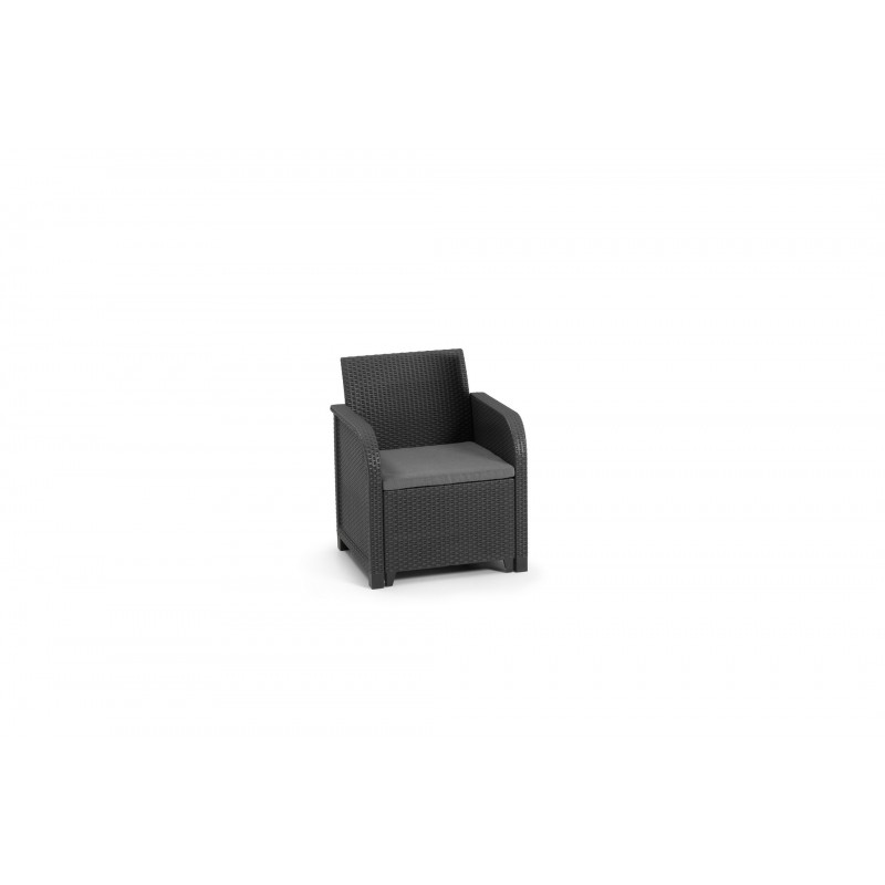 Keter Ensemble 2 Fauteuils + Canapé + Table de Rangement ROSALIE LOUNGE Anthracite
