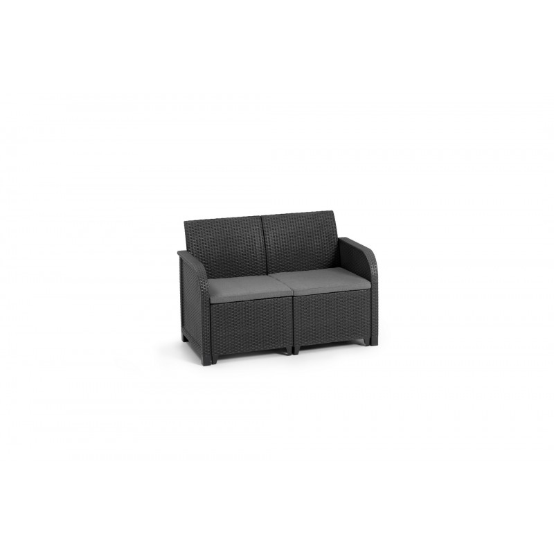 Keter Set 2 Armchairs + Sofa + Storage Table ROSALIE LOUNGE Anthracite Keter Set 2 Armchairs + Sofa + Storage Table ROSALIE LOUNGE Anthracite