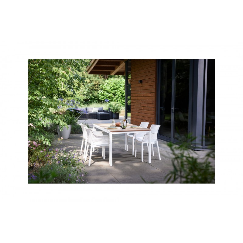 Keter Table PORTO 160 avec effet bois et structure blanche