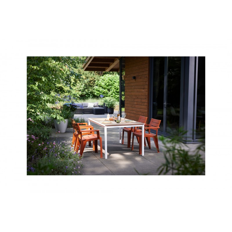 Keter Table PORTO 160 avec effet bois et structure blanche