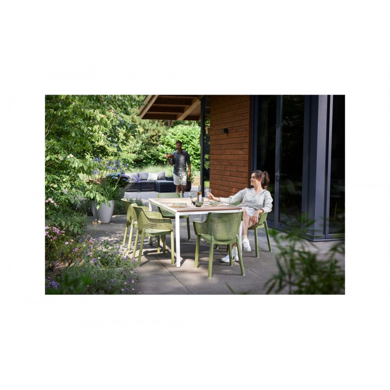 Keter Table PORTO 160 avec effet bois et structure blanche