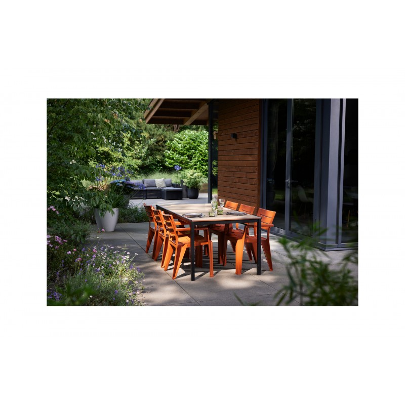 Keter Table PORTO 200 avec effet bois et structure graphite