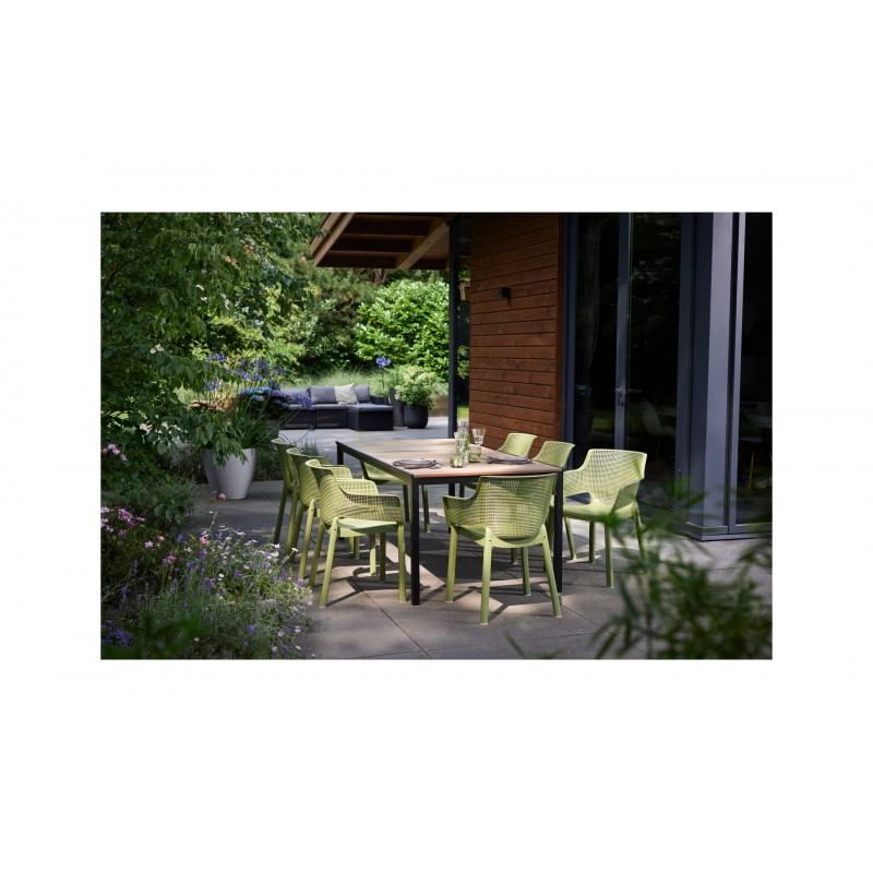 Table Keter PORTO 200 avec effet bois et structure graphite