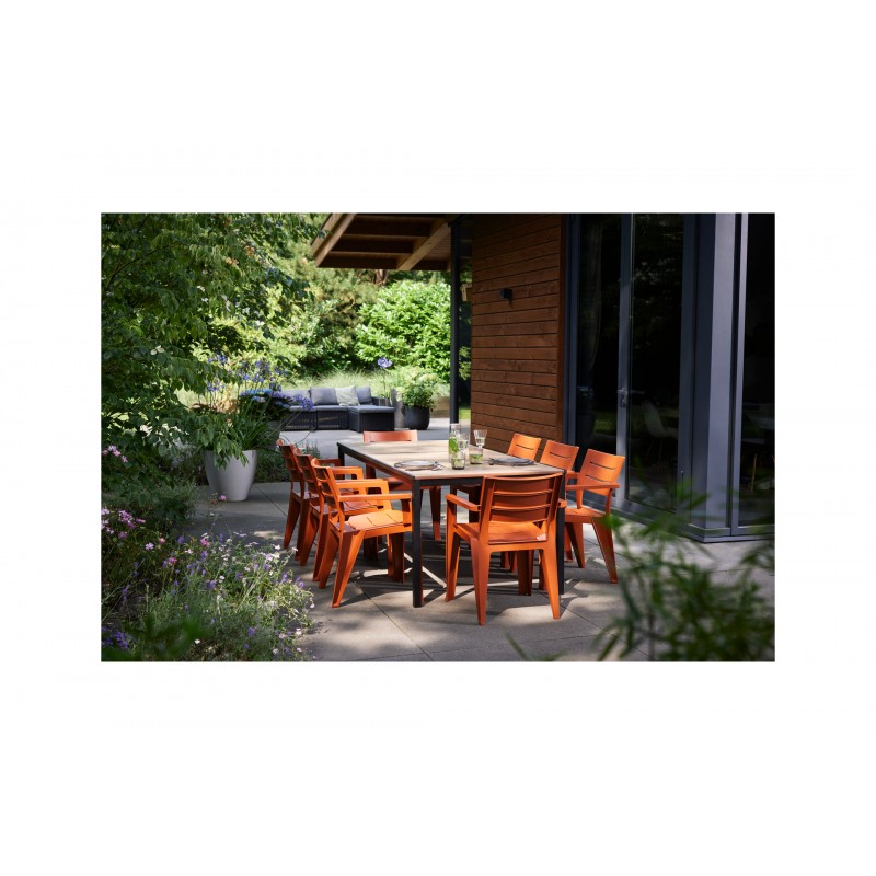 Table Keter PORTO 200 avec effet bois et structure graphite