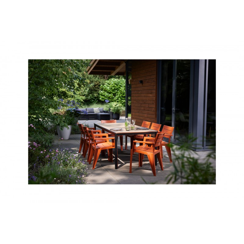 Keter Table PORTO 200 avec effet bois et structure graphite