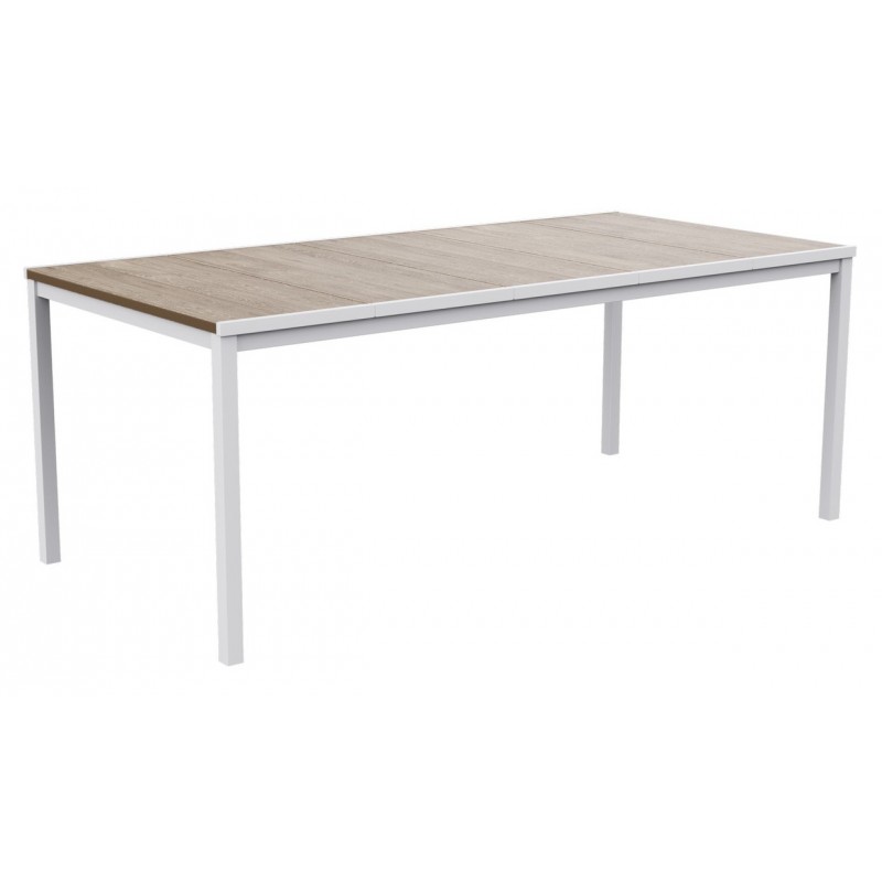 Keter Table PORTO 200 avec effet bois et structure blanche