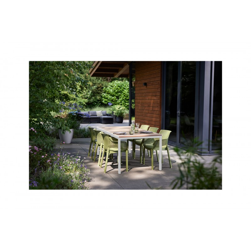 Keter Table PORTO 200 avec effet bois et structure blanche