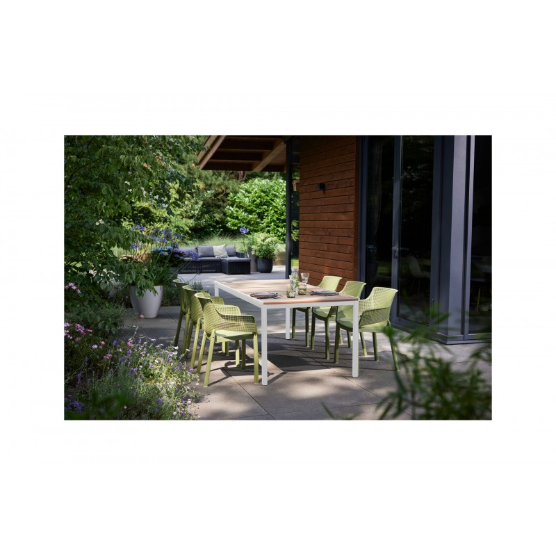 Keter Table PORTO 200 avec effet bois et structure blanche