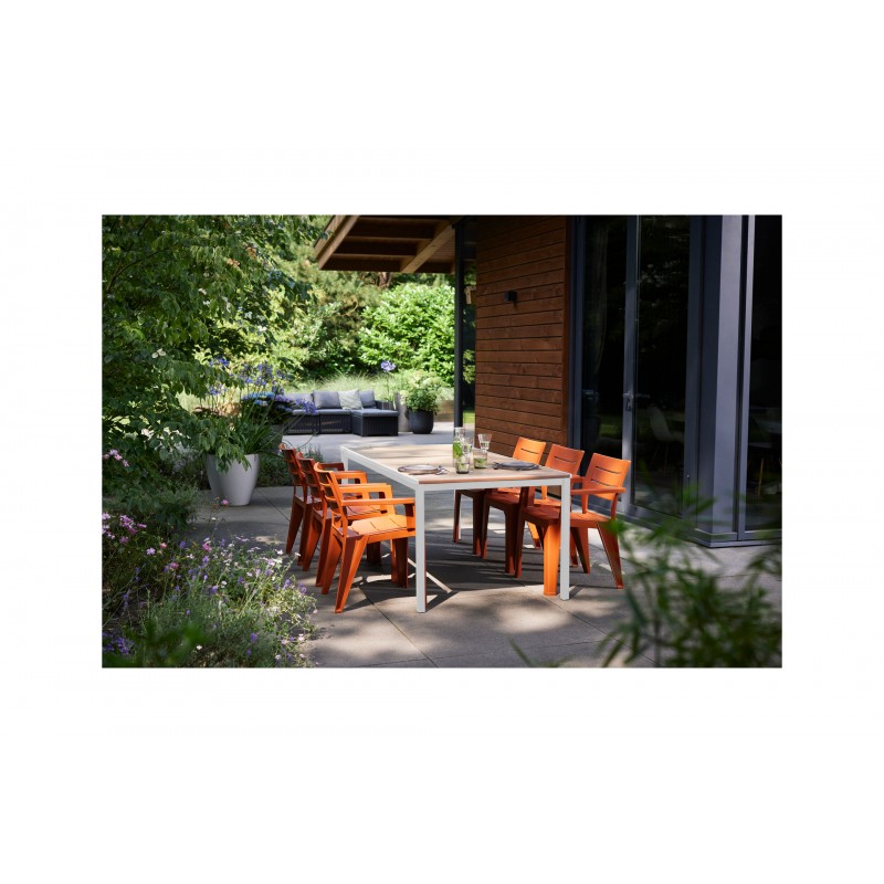 Keter Table PORTO 200 avec effet bois et structure blanche