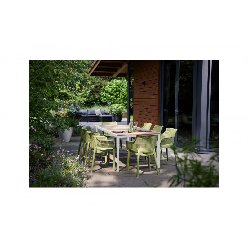 Keter Table PORTO 200 avec effet bois et structure blanche