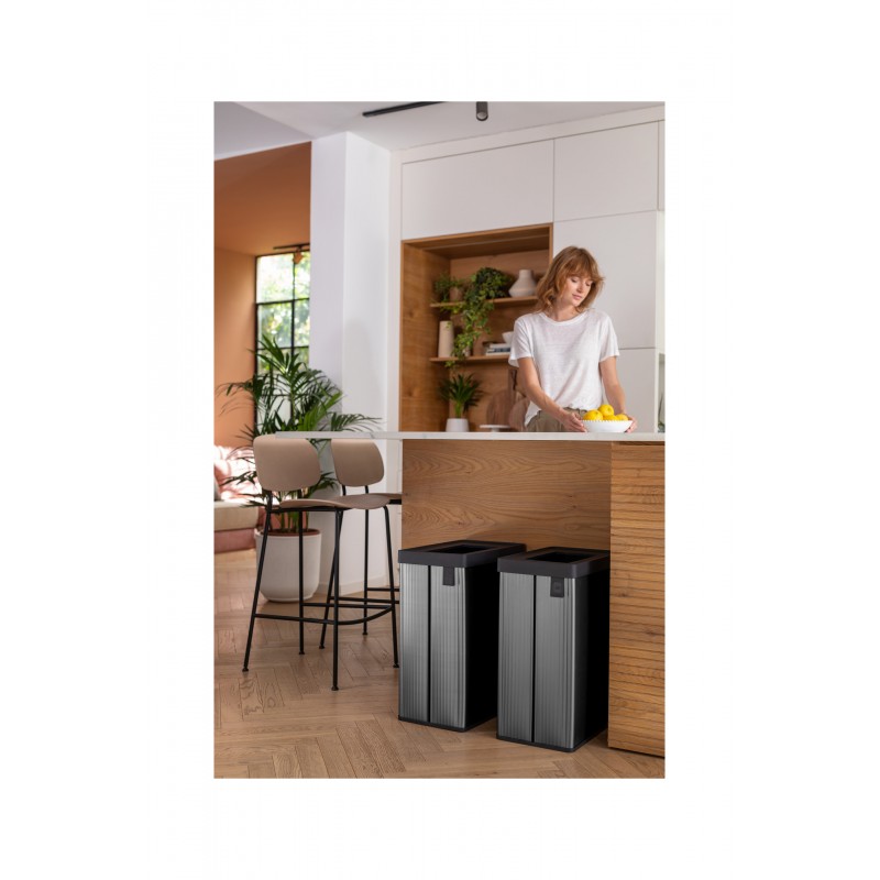 Poubelle de recyclage Keter VERTO gris perle