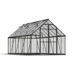 Serre de jardin hybride Canopia Balance en polycarbonate 487 x 244 x 229 cm, grise