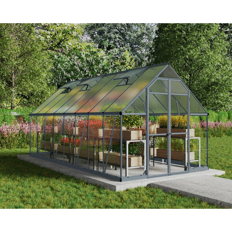 Canopia Balance Serre de jardin hybride en polycarbonate 487x244x229 cm Gris Canopia Balance Serre de jardin hybride en polycarbonate 487x244x229 cm Gris
