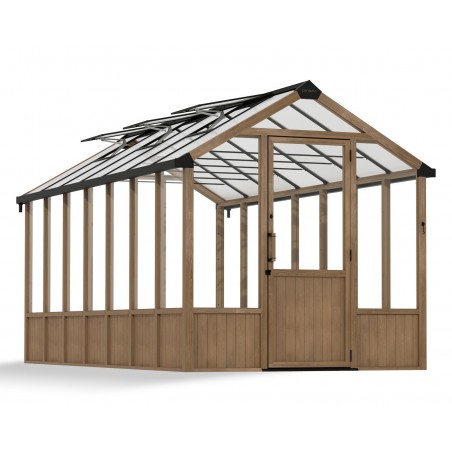 Canopia Natura Serre de jardin double paroi en polycarbonate avec structure en bois de cèdre 500.5x237.5x261 cm