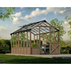 Canopia Natura Serre de jardin double paroi en polycarbonate avec structure en bois de cèdre 500.5x237.5x261 cm