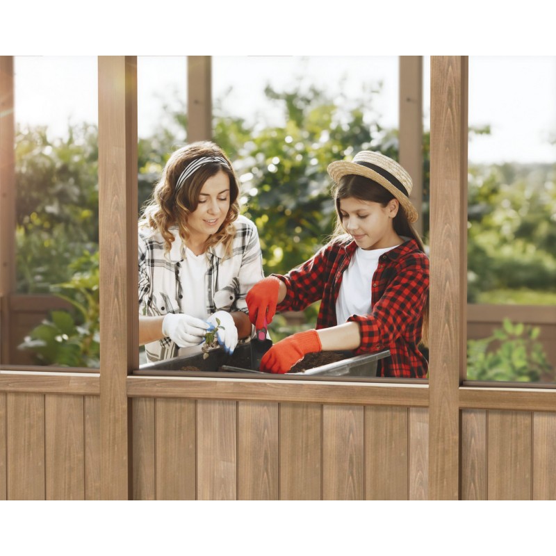 Serre de jardin Canopia NATURA en polycarbonate double couche 500,5 x 237,5 x 261 cm - Bois de cèdre