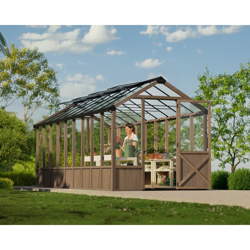 Serre de jardin Canopia NATURA en polycarbonate double couche 641 x 237,5 x 261 cm - Bois de cèdre
