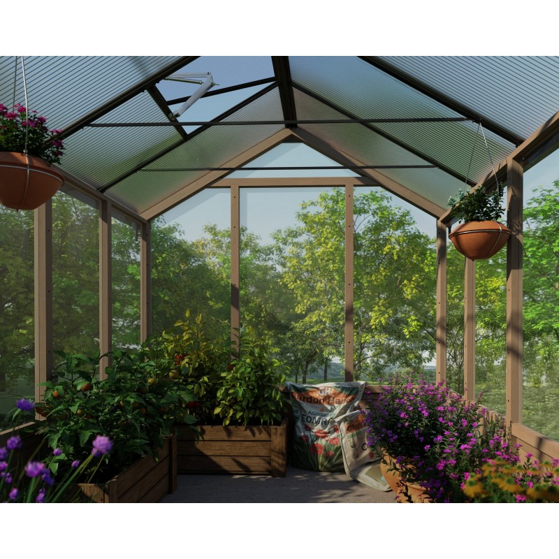 Canopia Natura Serre de jardin double paroi en polycarbonate avec structure en bois de cèdre 641x237.5x261 cm